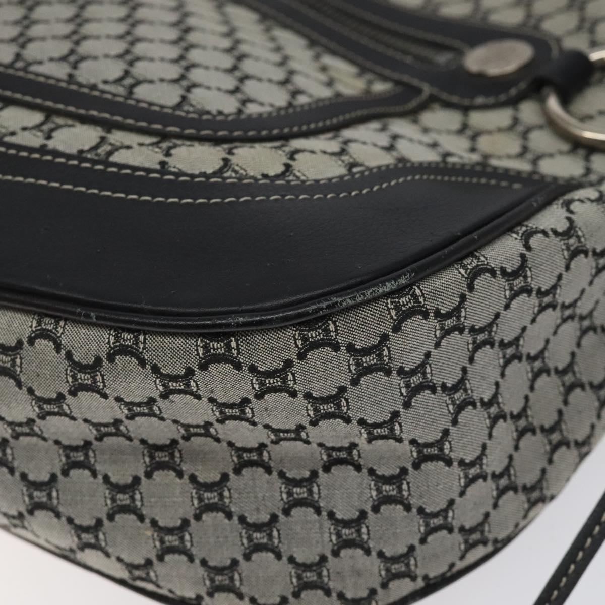 CELINE Macadam Canvas Shoulder Bag Gray Silver Auth 118368