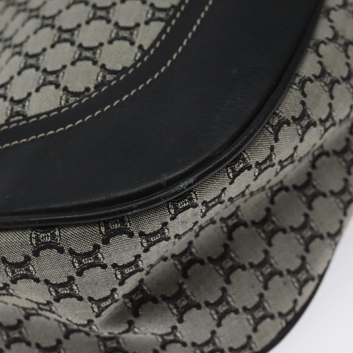 CELINE Macadam Canvas Shoulder Bag Gray Silver Auth 118368