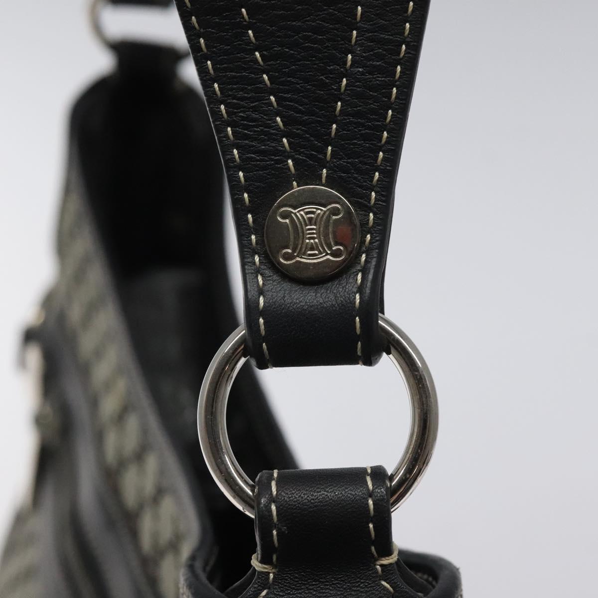 CELINE Macadam Canvas Shoulder Bag Gray Silver Auth 118368