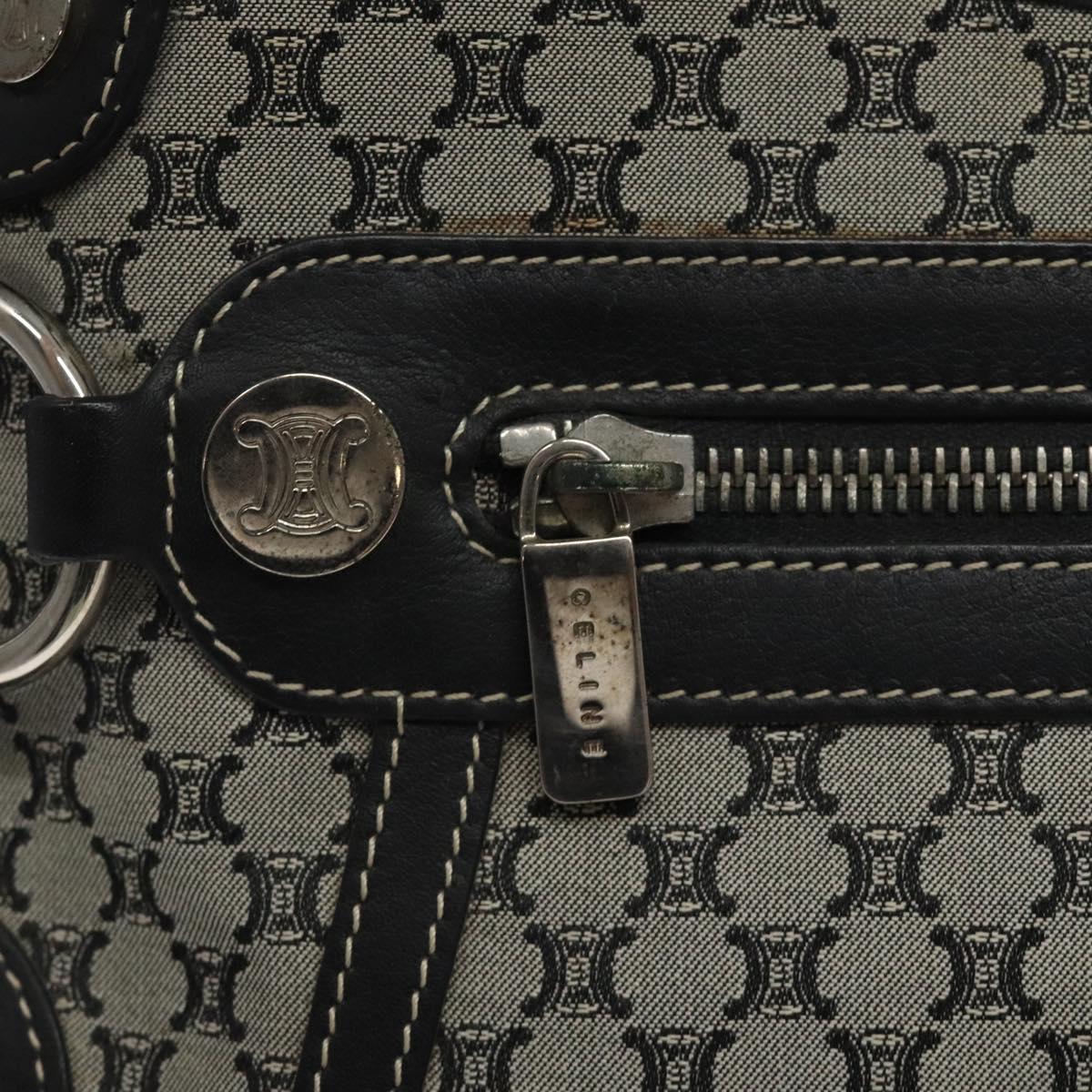 CELINE Macadam Canvas Shoulder Bag Gray Silver Auth 118368