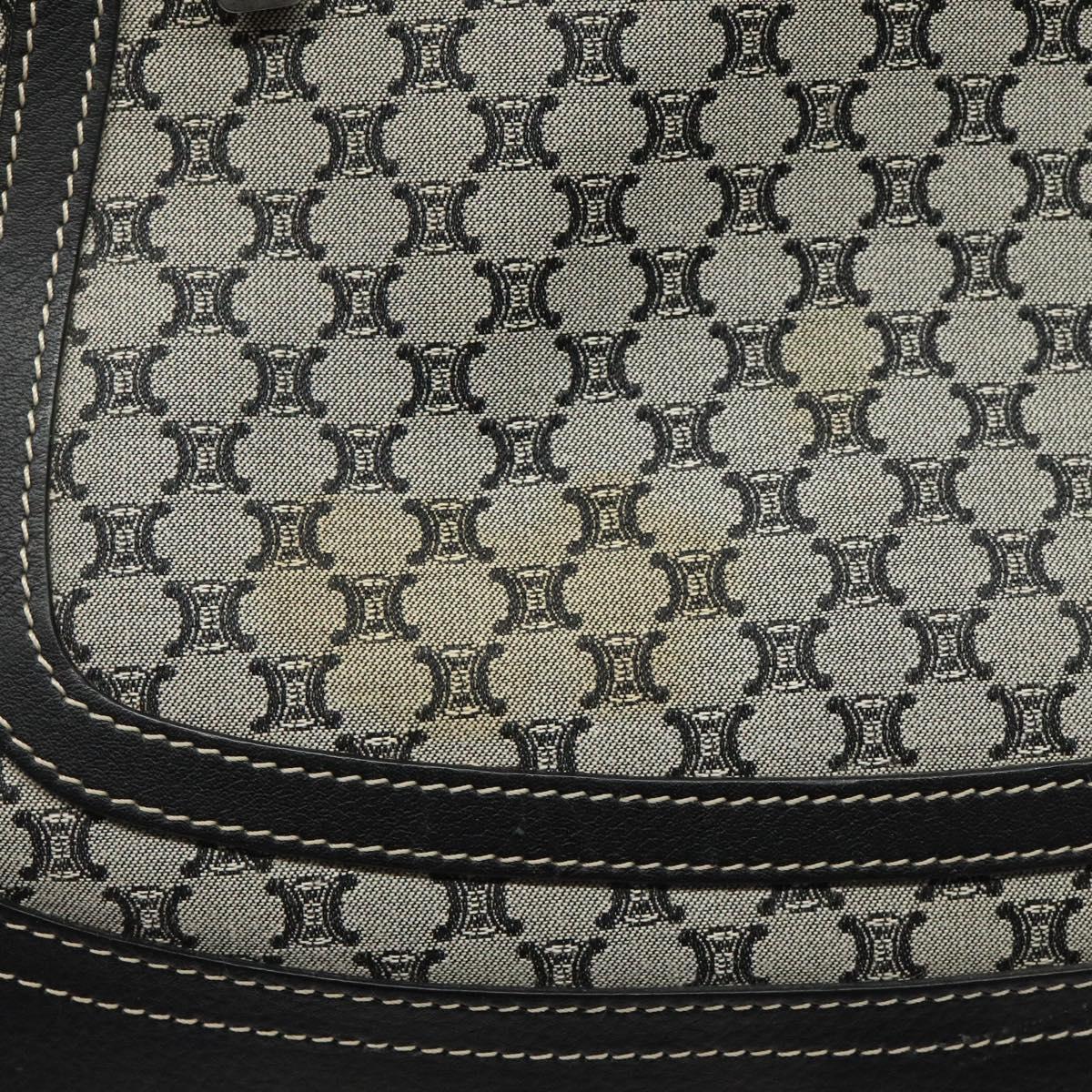 CELINE Macadam Canvas Shoulder Bag Gray Silver Auth 118368