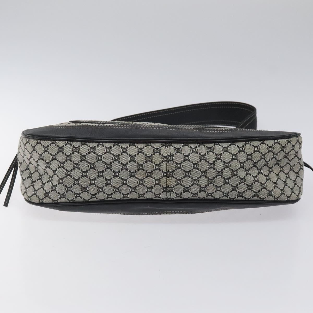 CELINE Macadam Canvas Shoulder Bag Gray Silver Auth 118368