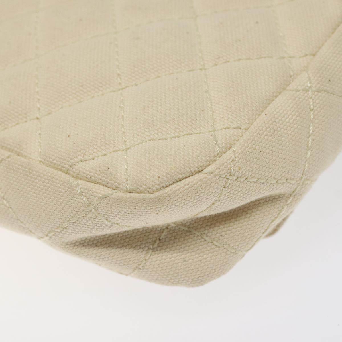 CHANEL Cruise Line Matelasse Clutch Bag Cream Silver CC Auth 118381