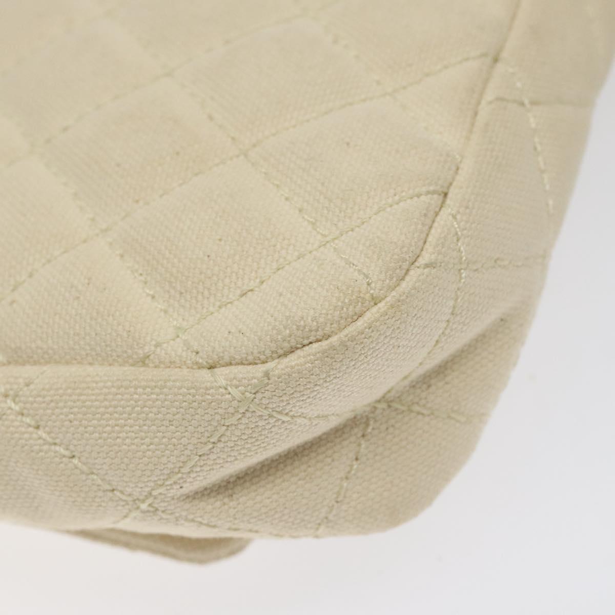 CHANEL Cruise Line Matelasse Clutch Bag Cream Silver CC Auth 118381