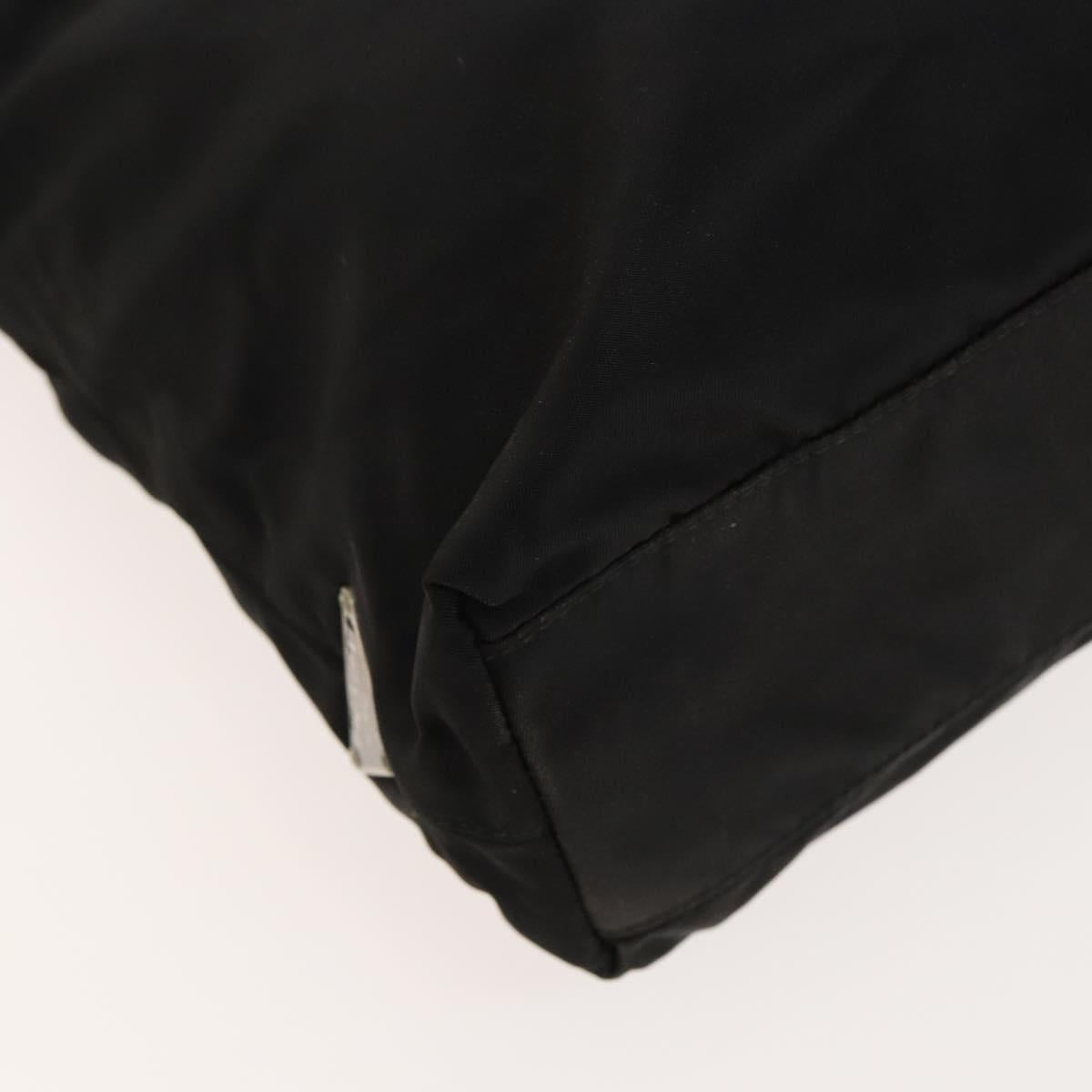 PRADA Hand Bag Nylon Black Silver Auth 118383