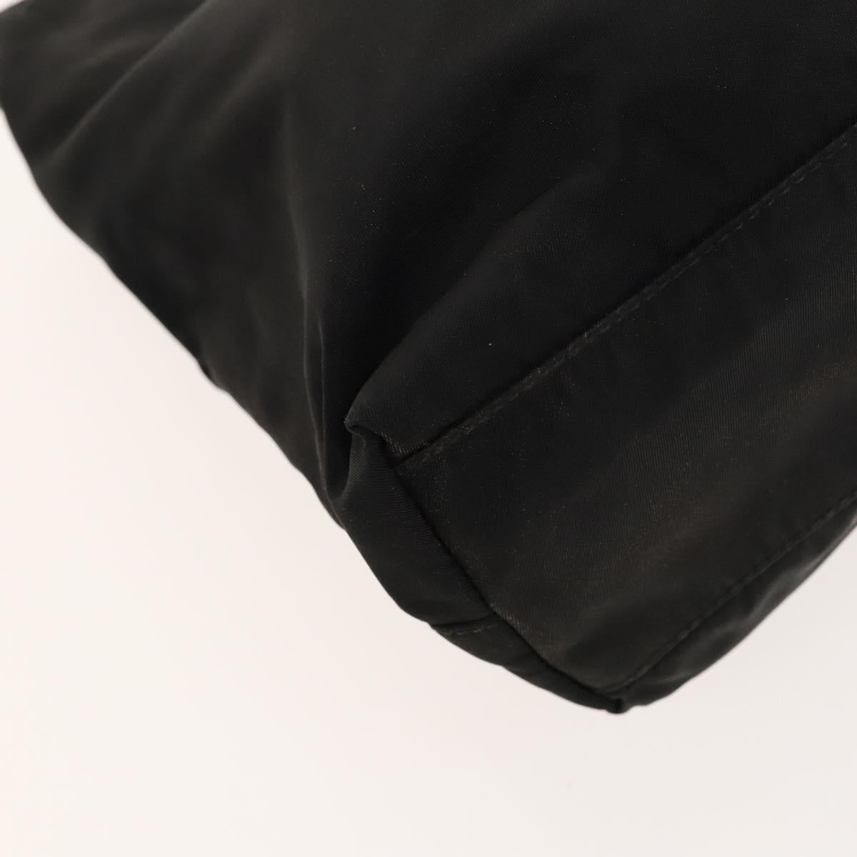 PRADA Hand Bag Nylon Black Silver Auth 118383