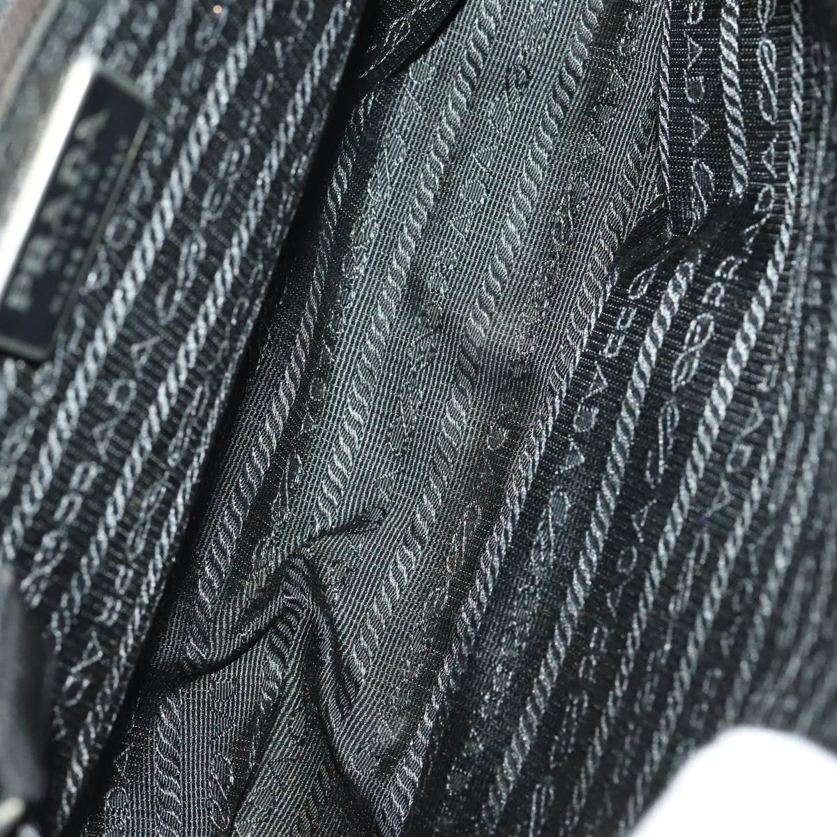 PRADA Hand Bag Nylon Black Silver Auth 118383