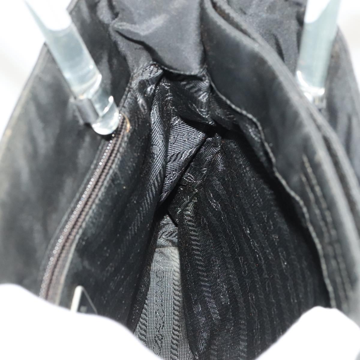 PRADA Hand Bag Nylon Black Silver Auth 118383