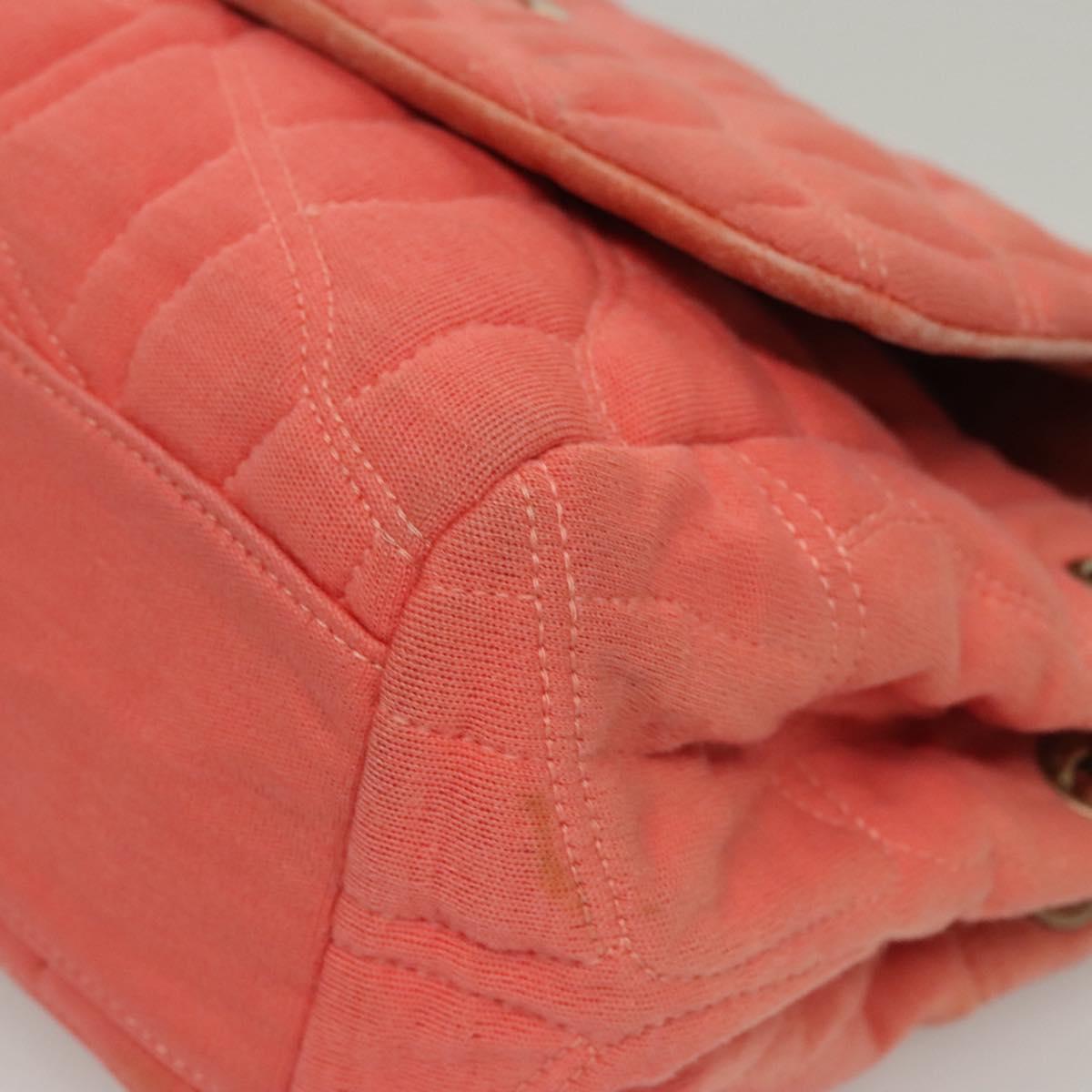 CHANEL Chain Shoulder Bag Cotton Pink Gold CC Auth 118390