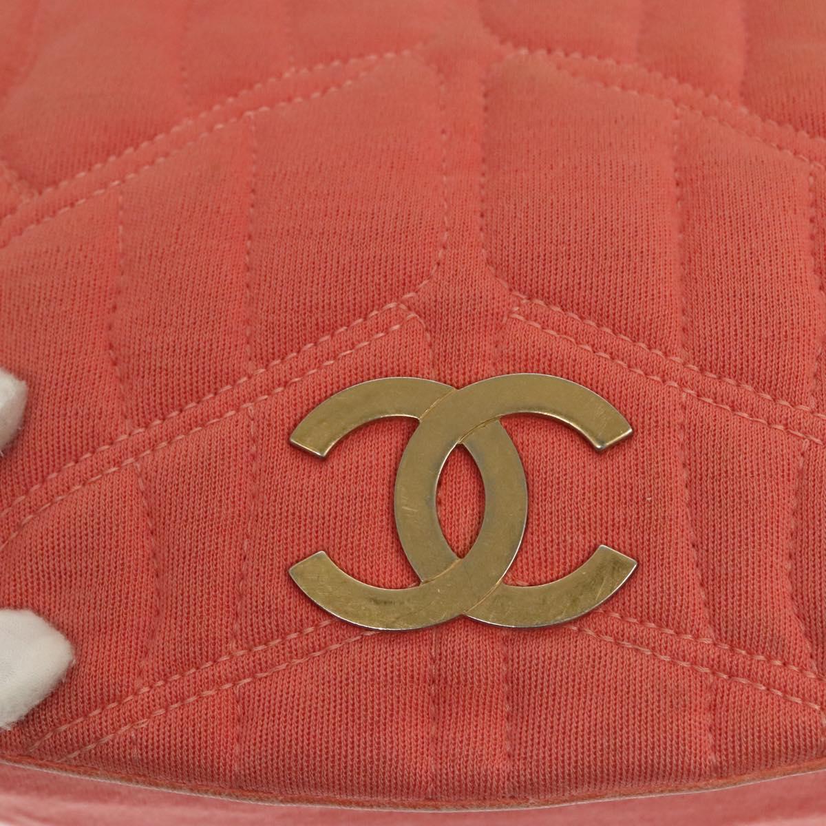CHANEL Chain Shoulder Bag Cotton Pink Gold CC Auth 118390