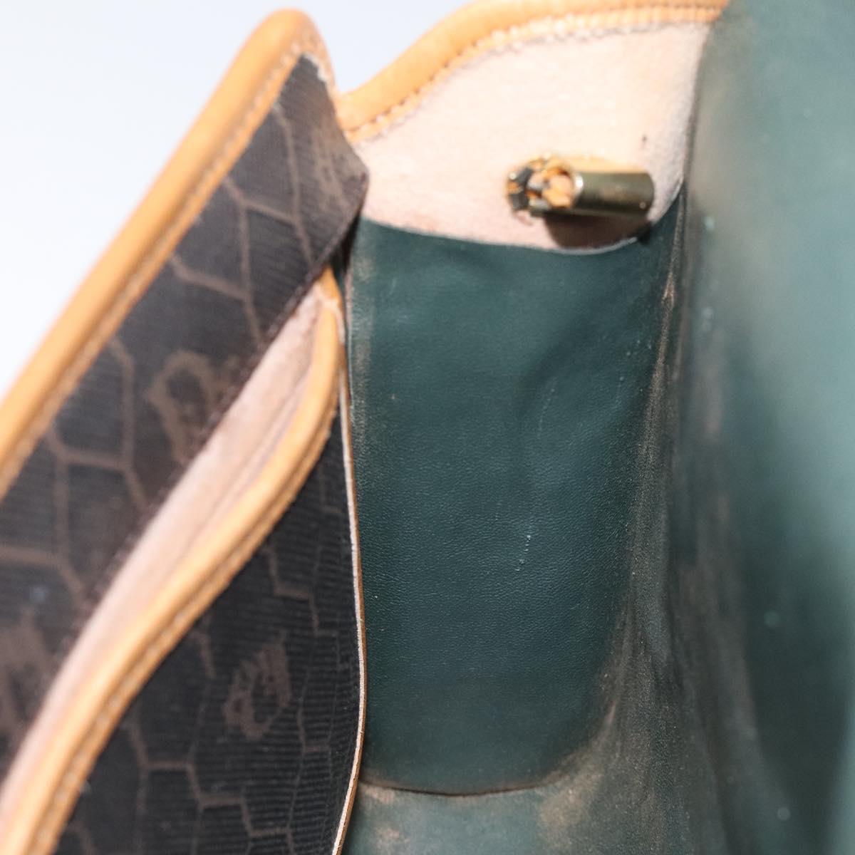 Christian Dior Honeycomb Canvas Shoulder Bag PVC Black Gold Auth 118414