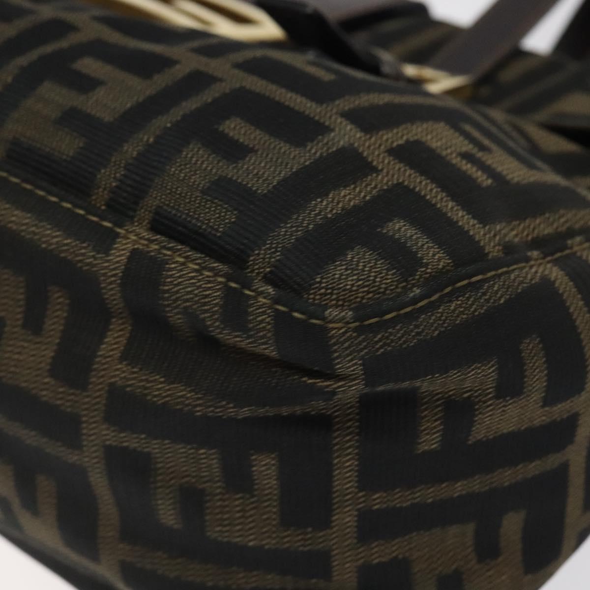 FENDI Zucca Canvas Hand Bag Black Brown Auth 118418