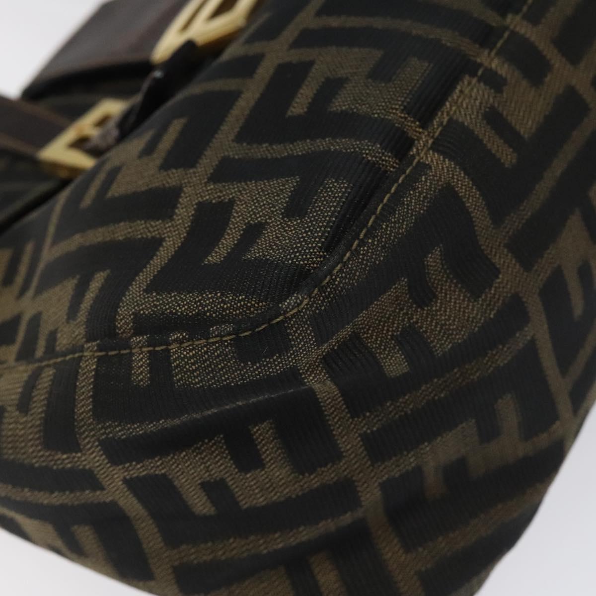 FENDI Zucca Canvas Hand Bag Black Brown Auth 118418
