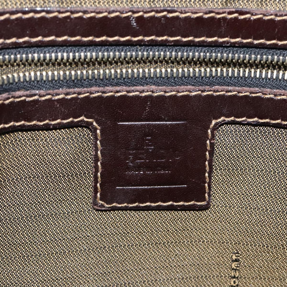 FENDI Zucca Canvas Hand Bag Black Brown Auth 118418