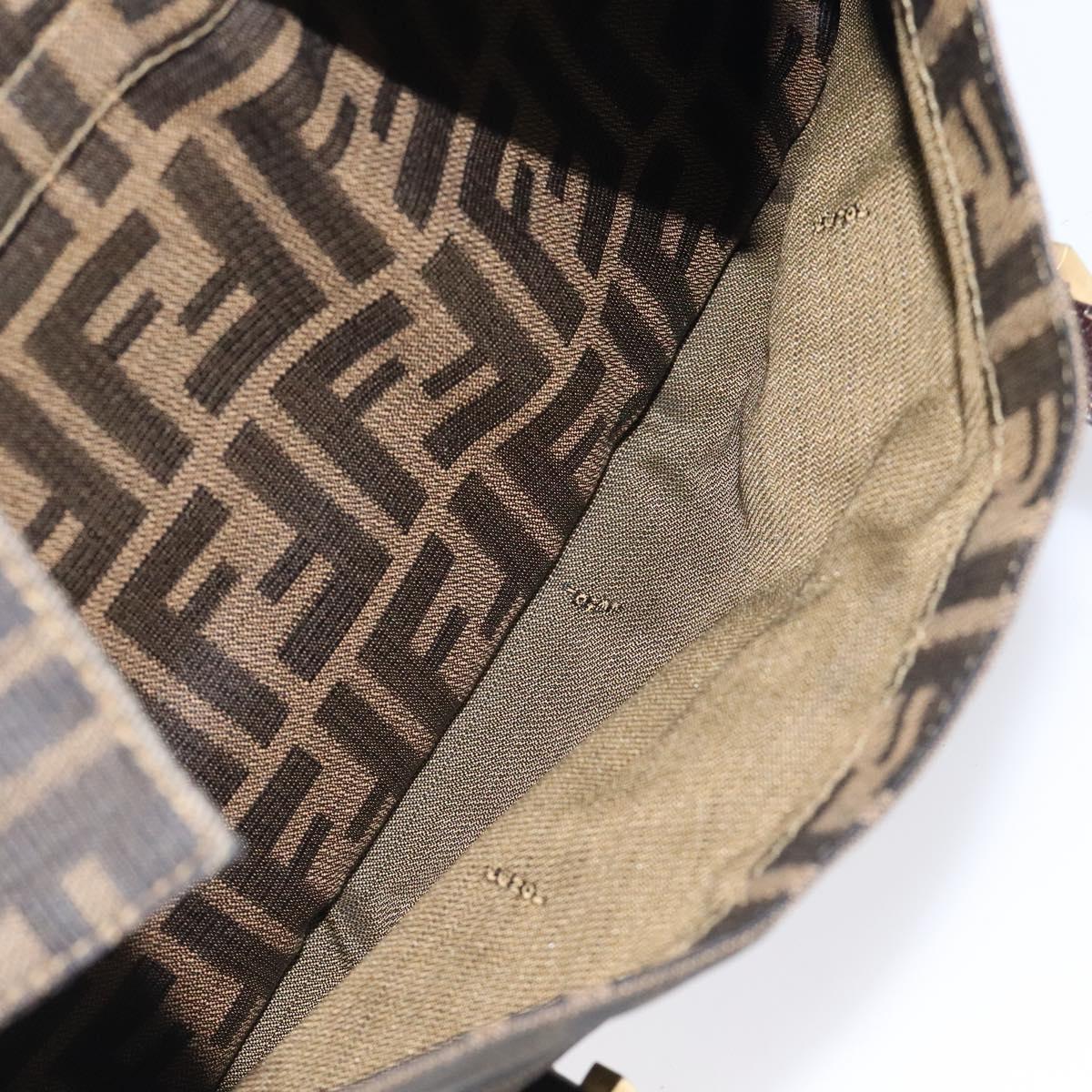 FENDI Zucca Canvas Hand Bag Black Brown Auth 118418