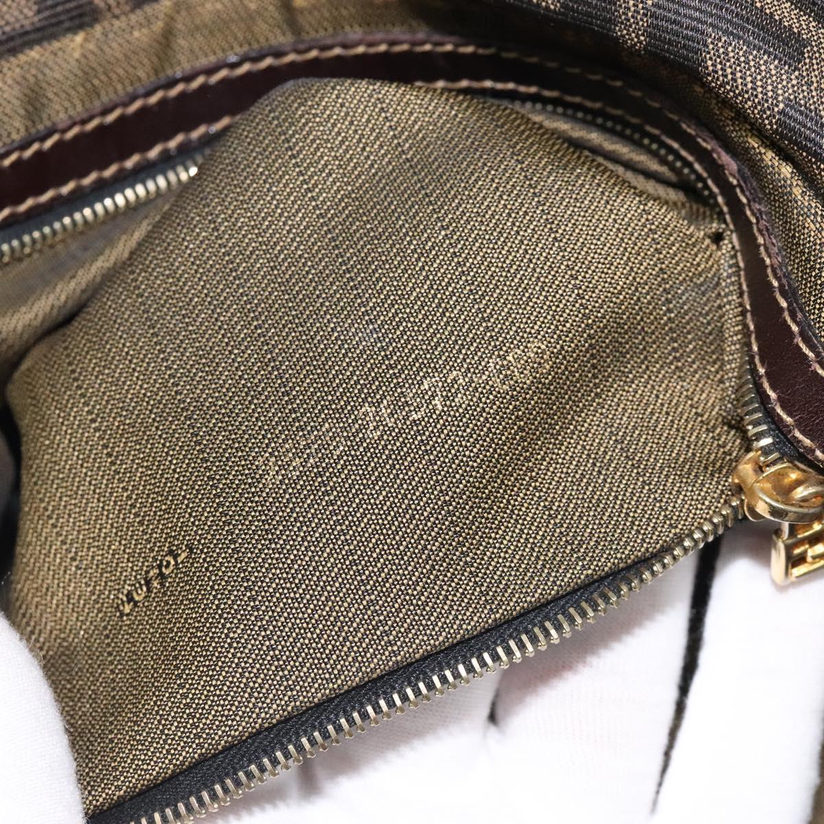 FENDI Zucca Canvas Hand Bag Black Brown Auth 118418