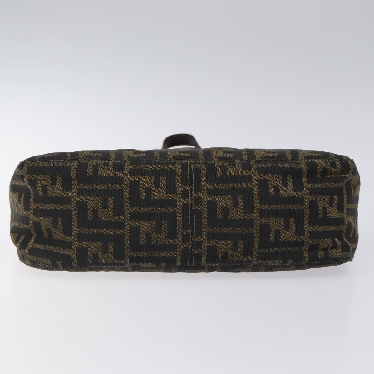 FENDI Zucca Canvas Hand Bag Black Brown Auth 118418