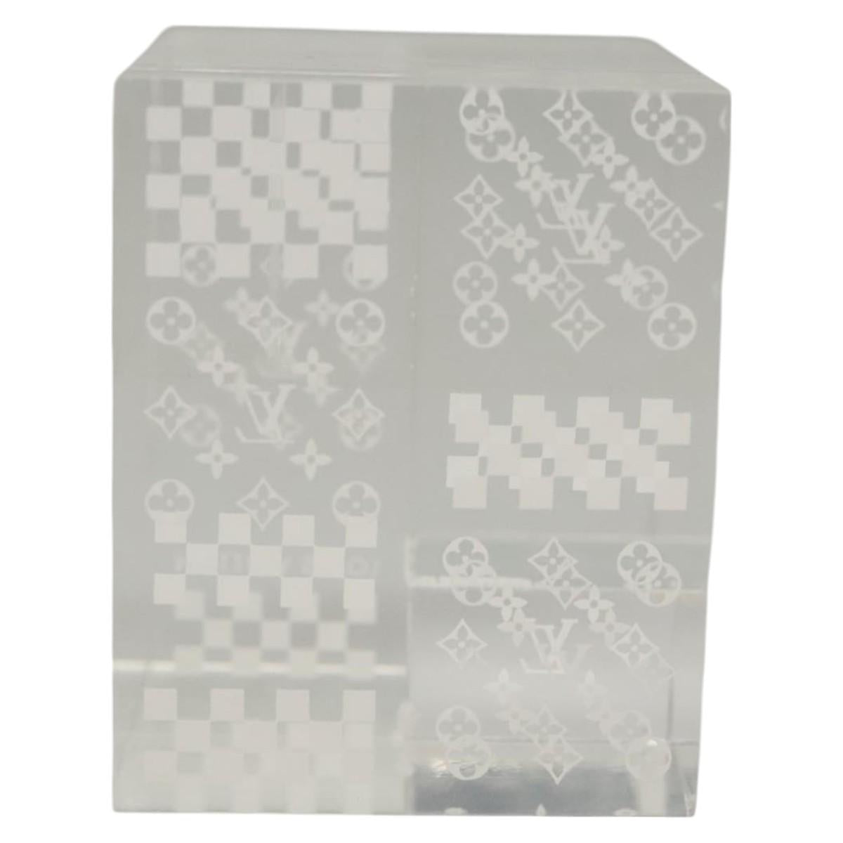 LOUIS VUITTON Paperweight 3D Paper Weight Crystal glass Clear LV Auth 118434