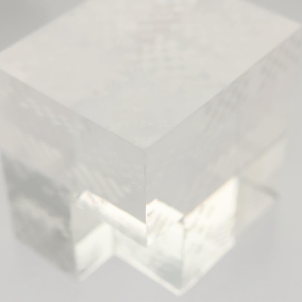 LOUIS VUITTON Paperweight 3D Paper Weight Crystal glass Clear LV Auth 118434