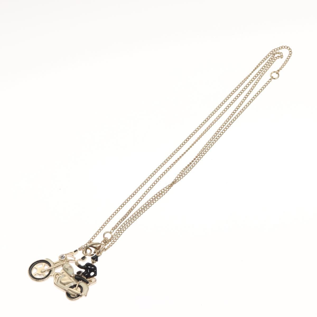 CHANEL Bike Necklace metal Silver CC Auth 118435