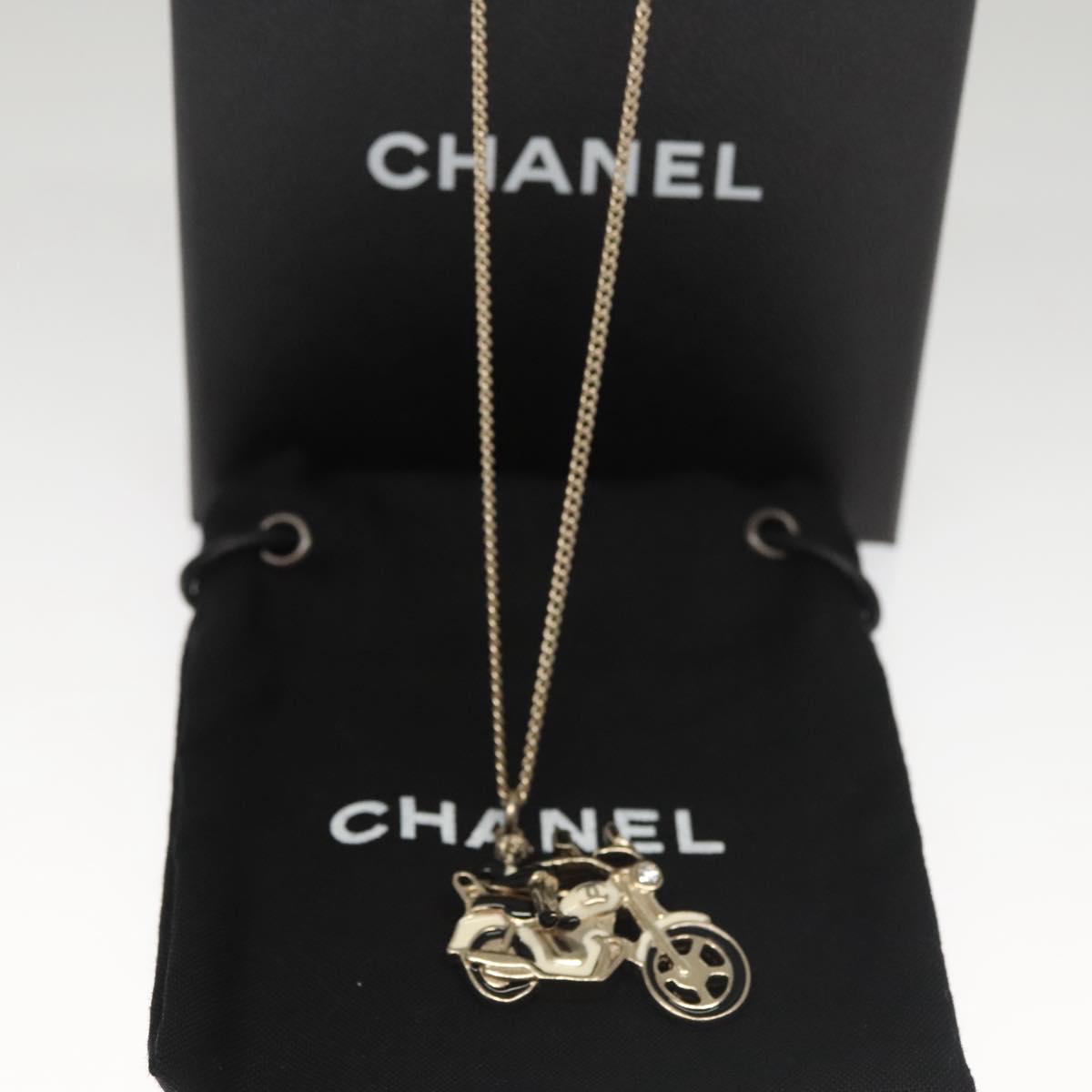 CHANEL Bike Necklace metal Silver CC Auth 118435