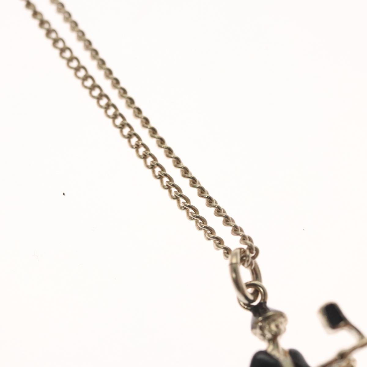 CHANEL Bike Necklace metal Silver CC Auth 118435
