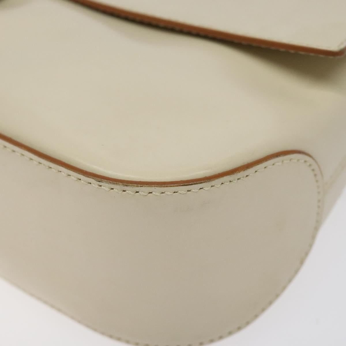 Salvatore Ferragamo Gancini Hand Bag Leather Beige Gold Auth 118442