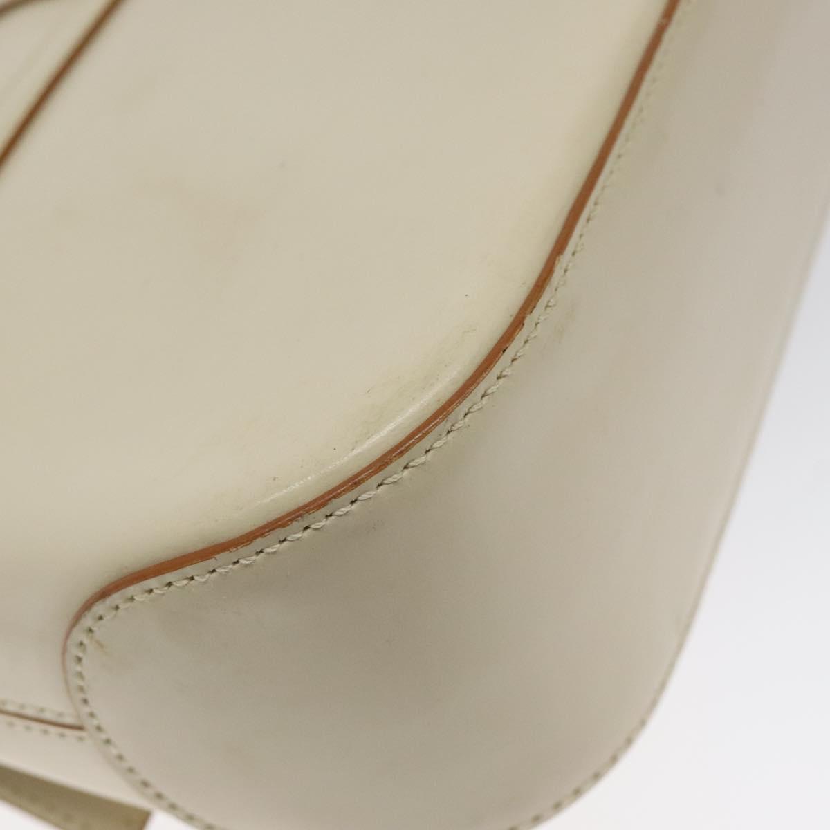 Salvatore Ferragamo Gancini Hand Bag Leather Beige Gold Auth 118442