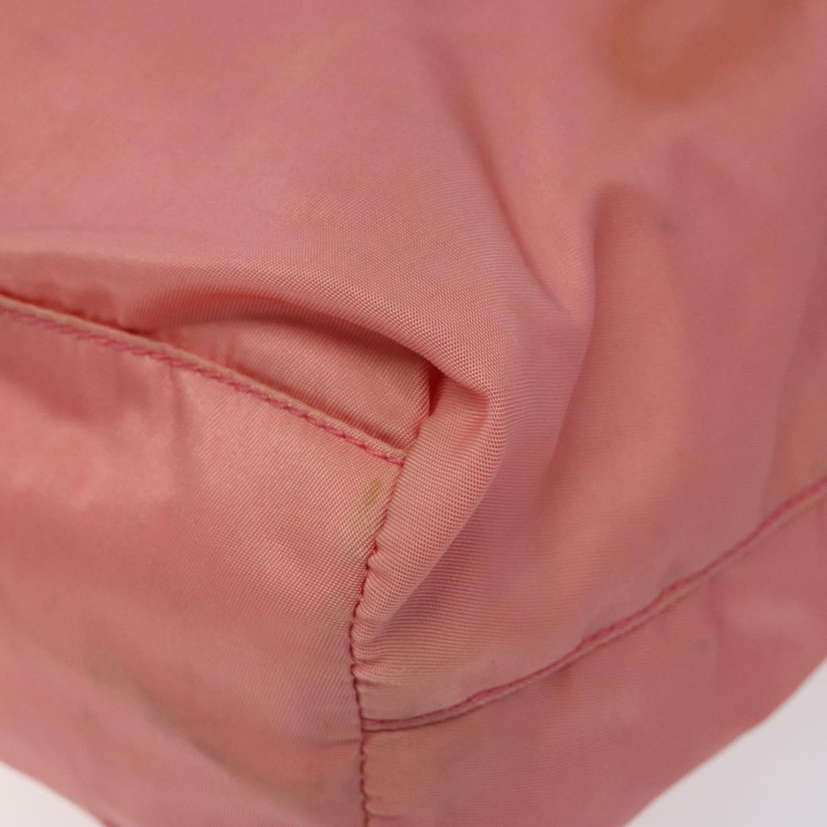 PRADA Tote Bag Nylon Pink Silver Auth 118456