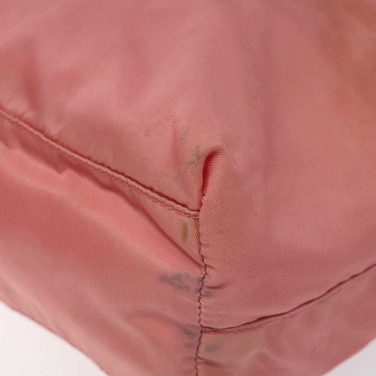 PRADA Tote Bag Nylon Pink Silver Auth 118456