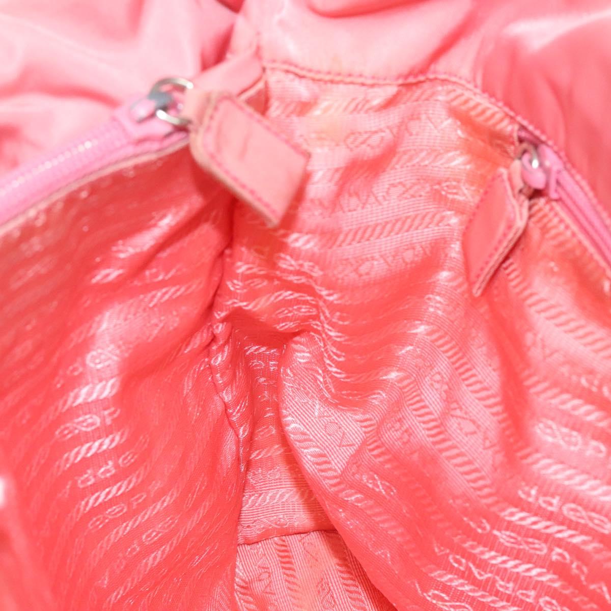 PRADA Tote Bag Nylon Pink Silver Auth 118456