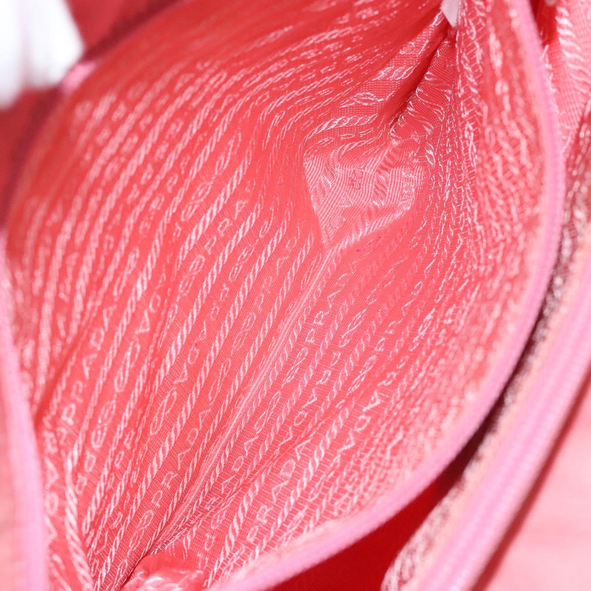 PRADA Tote Bag Nylon Pink Silver Auth 118456