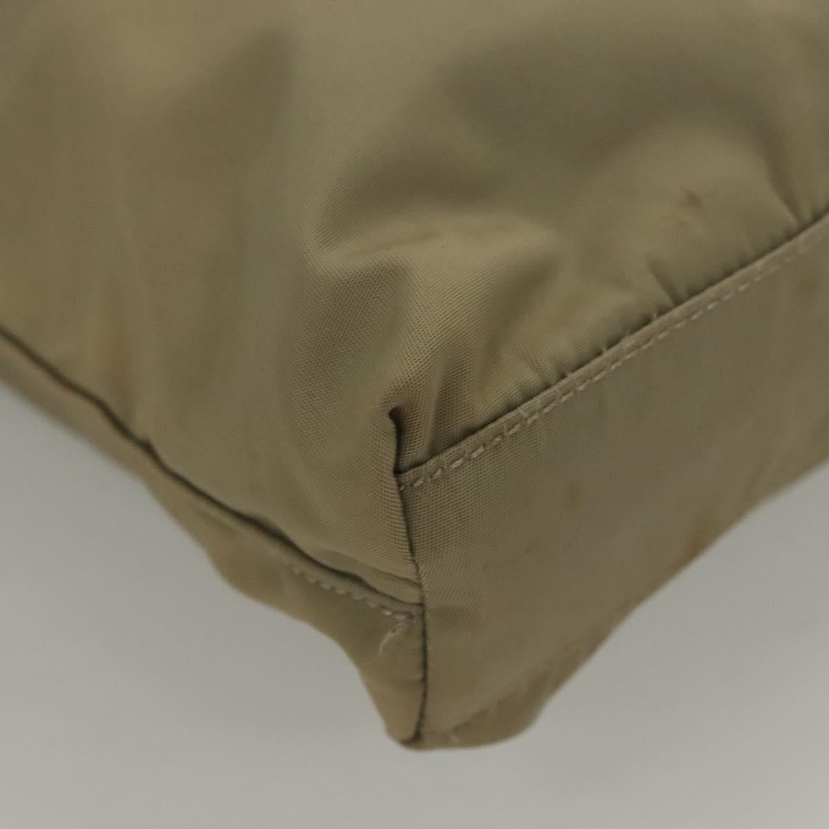 PRADA Tote Bag Nylon Khaki Silver Auth 118457