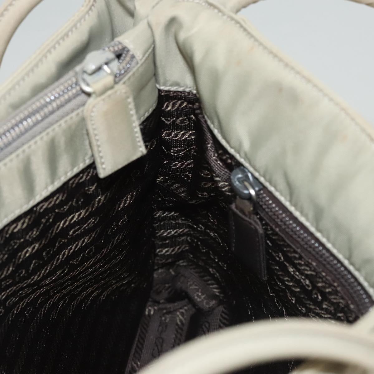PRADA Tote Bag Nylon Khaki Silver Auth 118457
