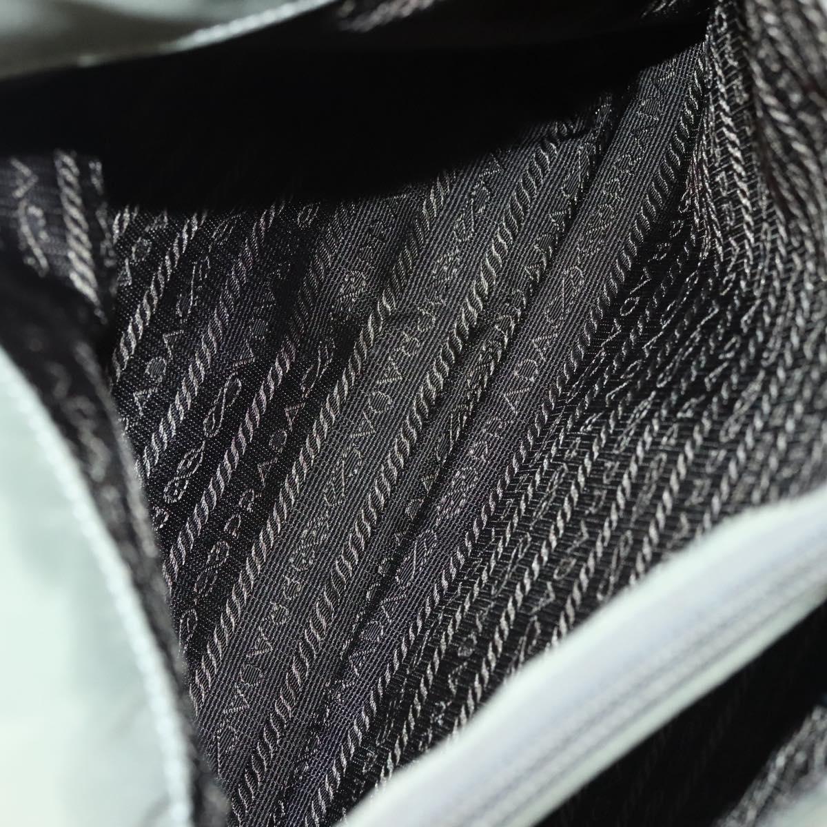 PRADA Tote Bag Nylon Khaki Silver Auth 118457