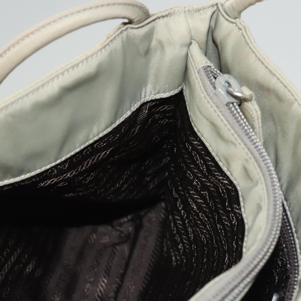 PRADA Tote Bag Nylon Khaki Silver Auth 118457