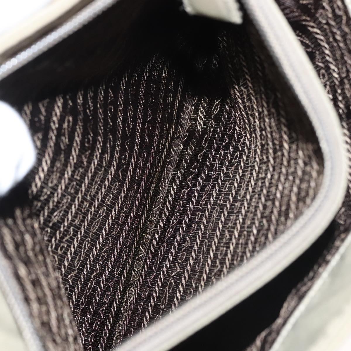 PRADA Tote Bag Nylon Khaki Silver Auth 118457