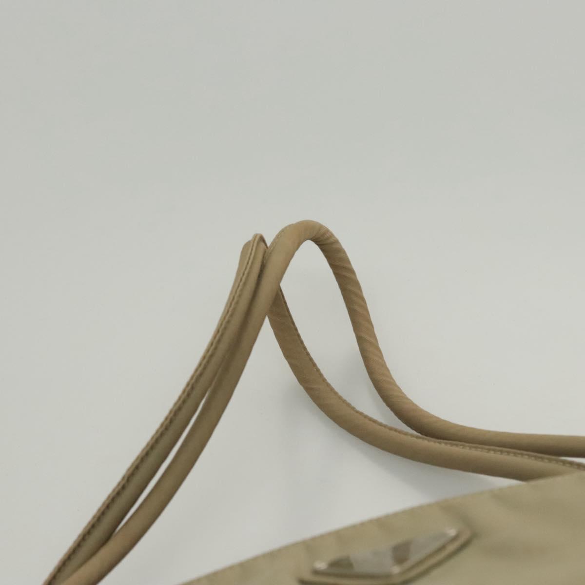 PRADA Tote Bag Nylon Khaki Silver Auth 118457