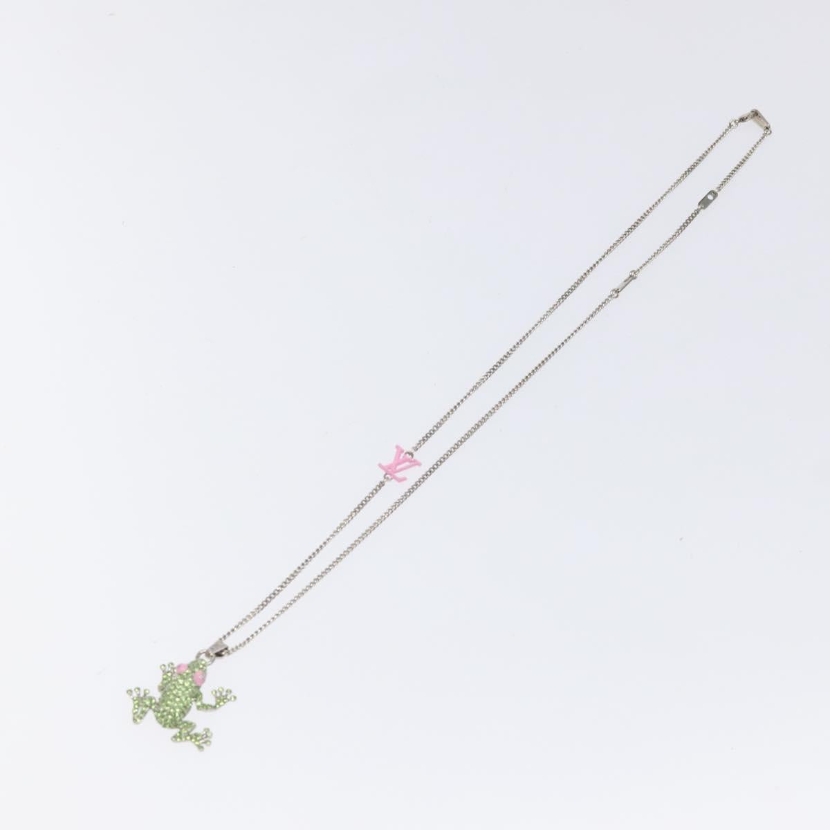LOUIS VUITTON Collier LV Crazy Animals Frog Necklace Silver MP3390 Auth 118462