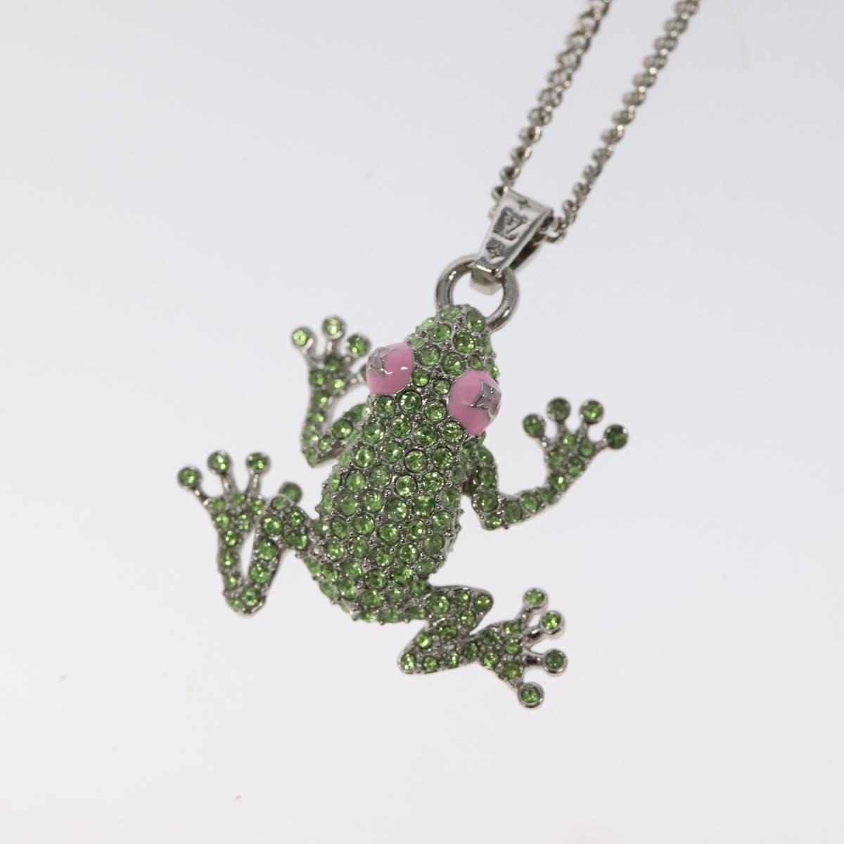 LOUIS VUITTON Collier LV Crazy Animals Frog Necklace Silver MP3390 Auth 118462