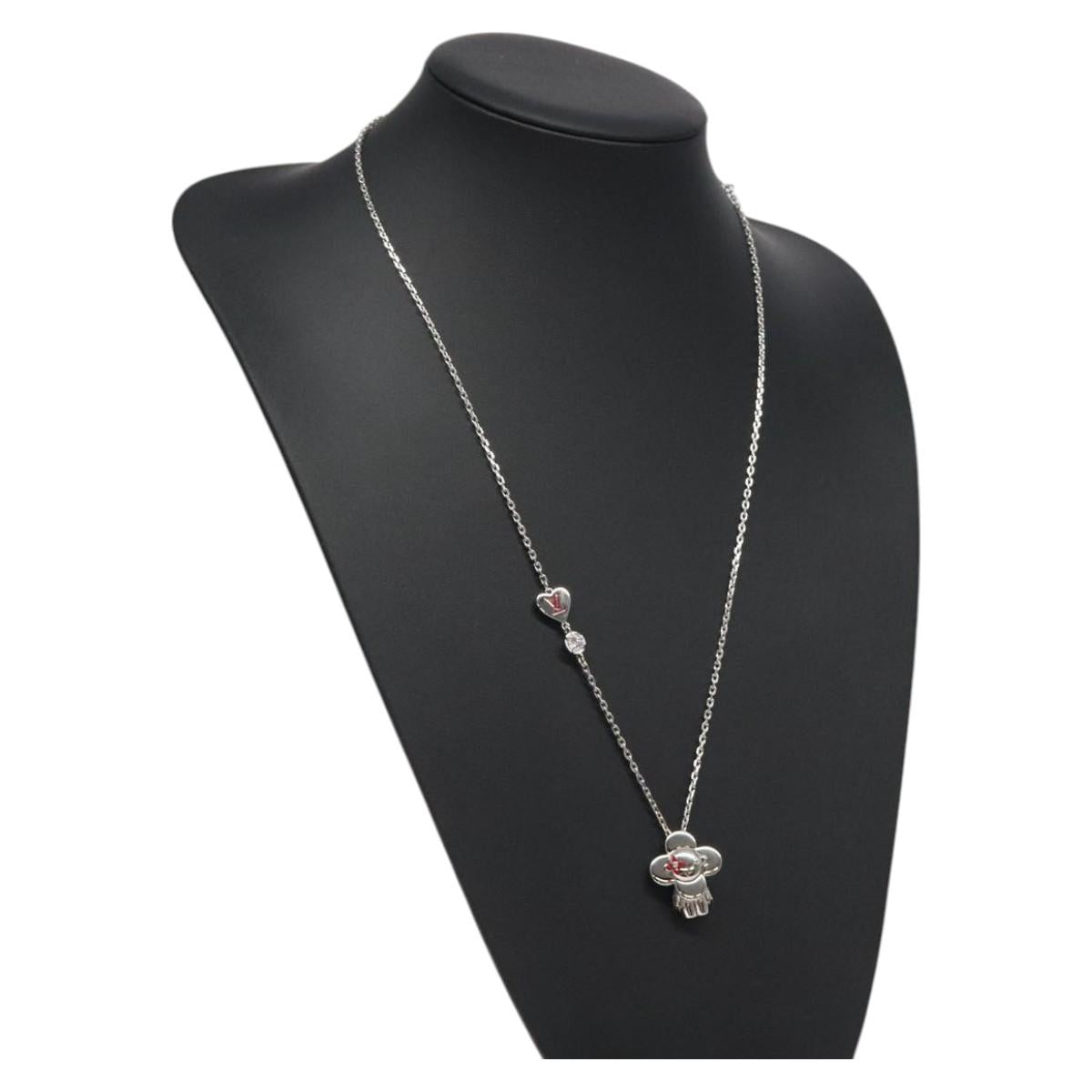 LOUIS VUITTON Pendant Vivienne Necklace metal Silver M00831 LV Auth 118463