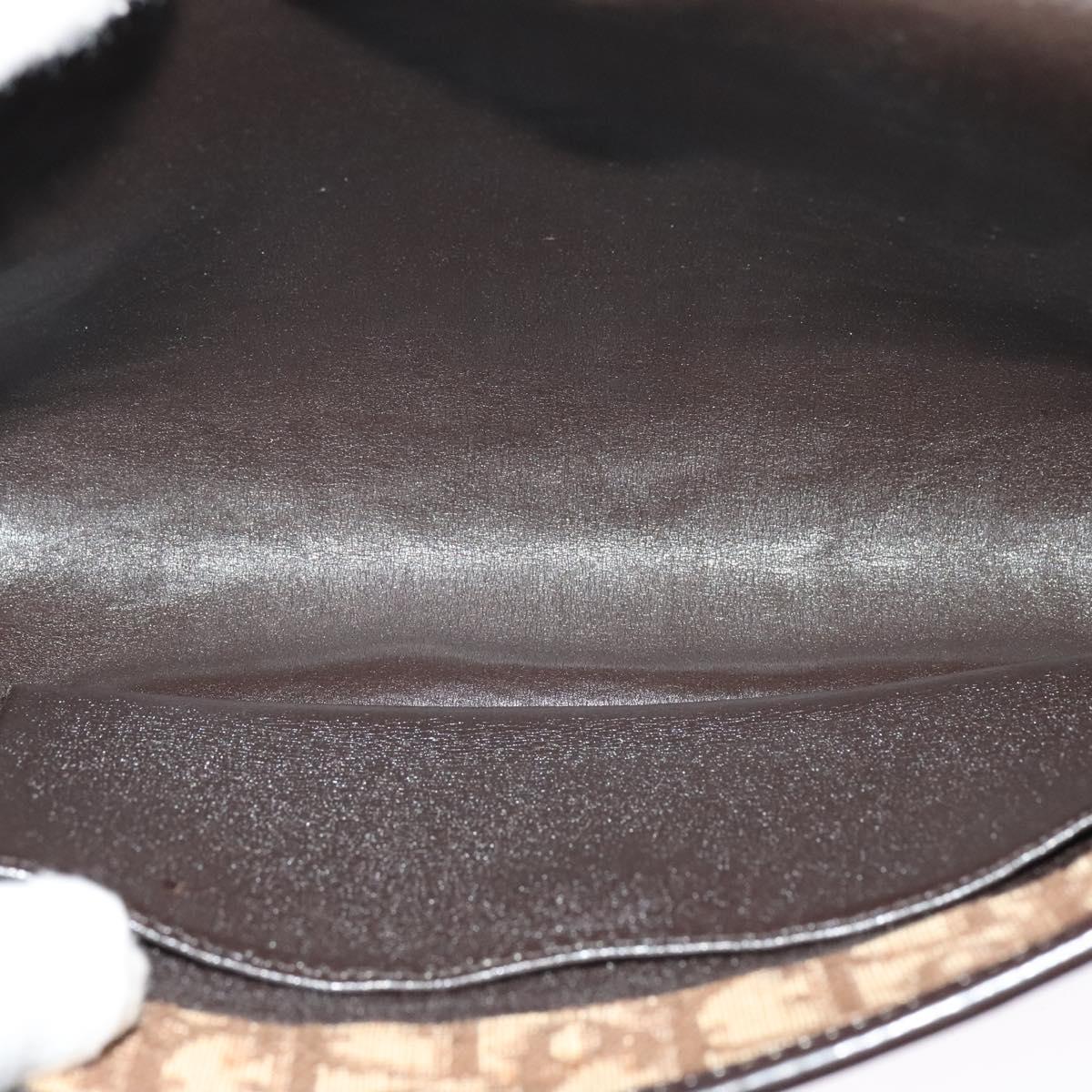 Christian Dior Trotter Canvas Shoulder Bag Brown Gold Auth 118537