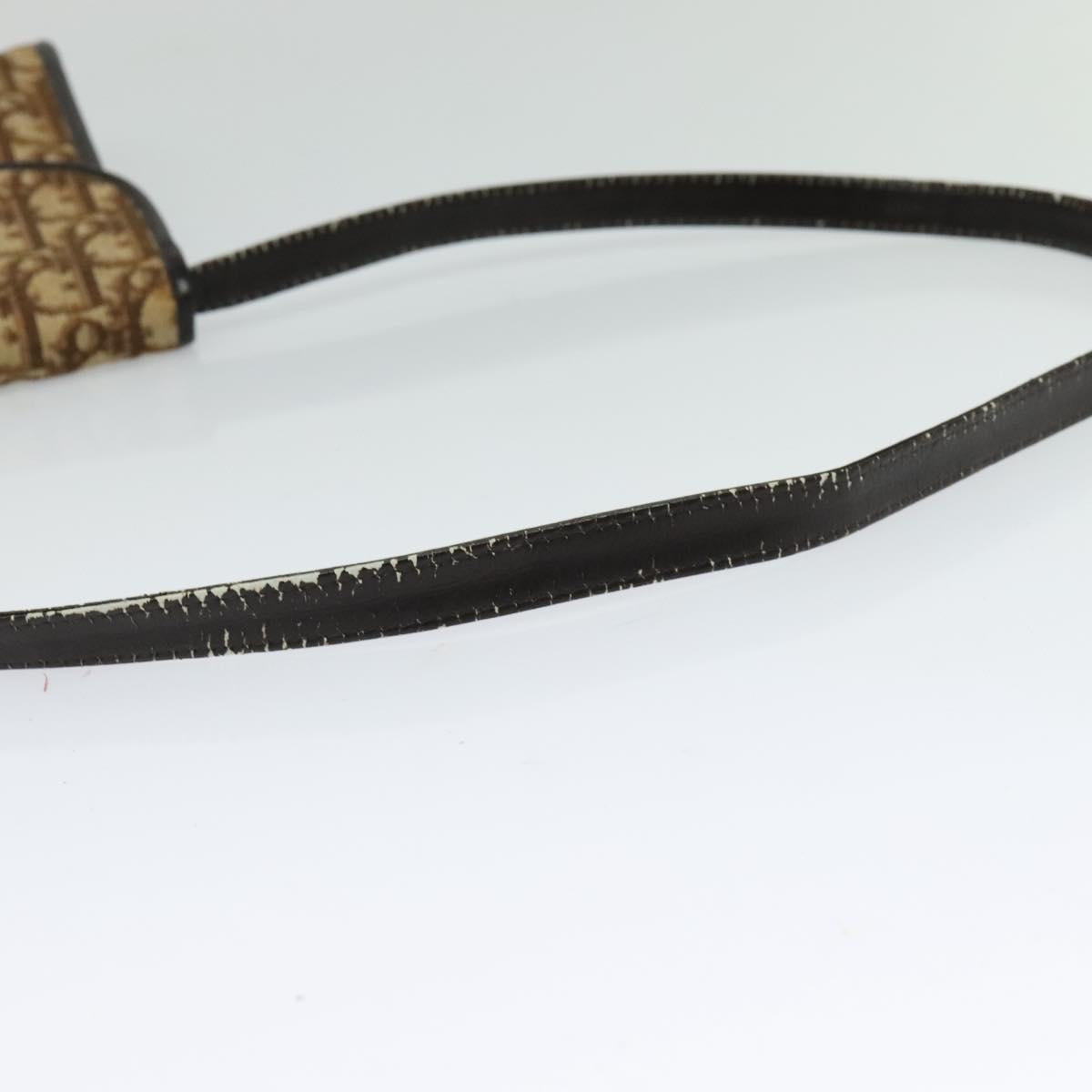 Christian Dior Trotter Canvas Shoulder Bag Brown Gold Auth 118537