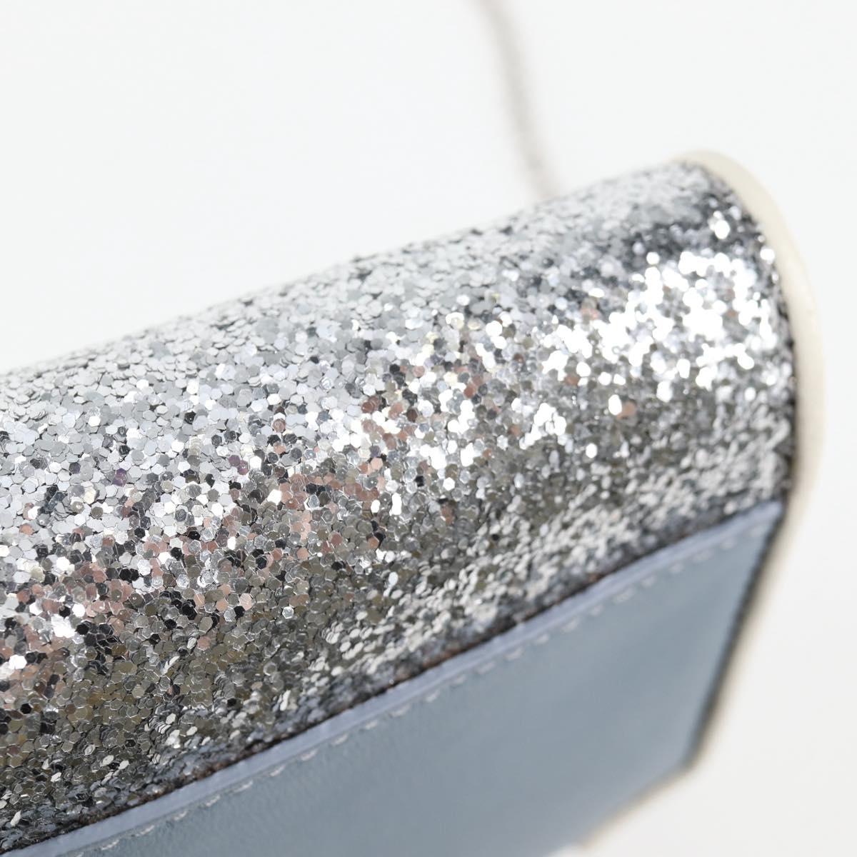 Miu Miu Matelasse Chain Shoulder Bag Leather Light Blue Silver Auth 118556M