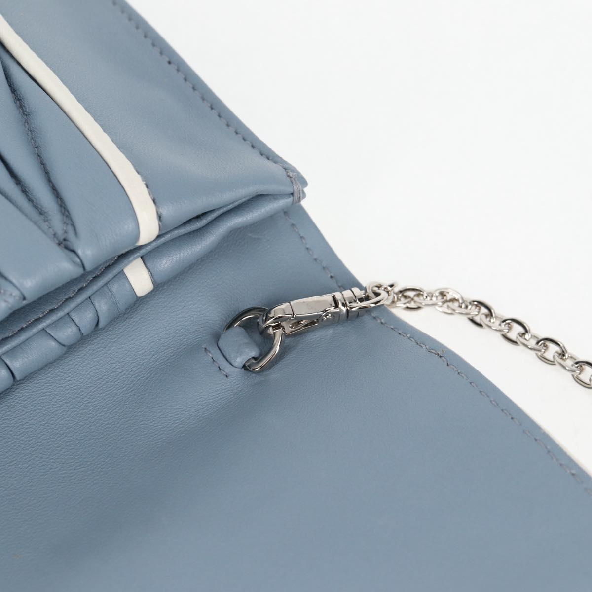 Miu Miu Matelasse Chain Shoulder Bag Leather Light Blue Silver Auth 118556M