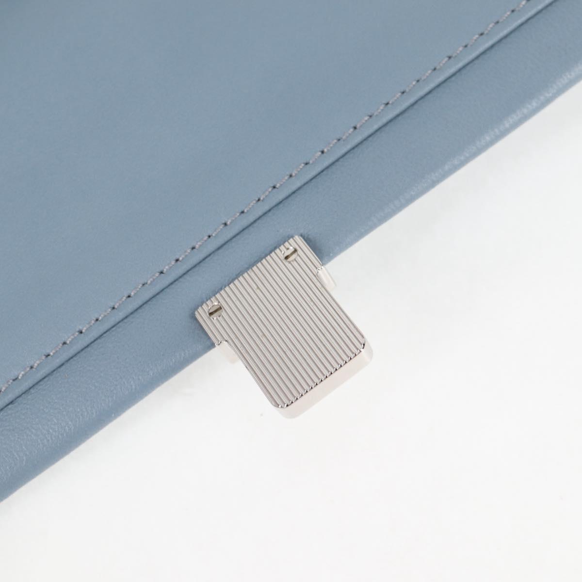 Miu Miu Matelasse Chain Shoulder Bag Leather Light Blue Silver Auth 118556M