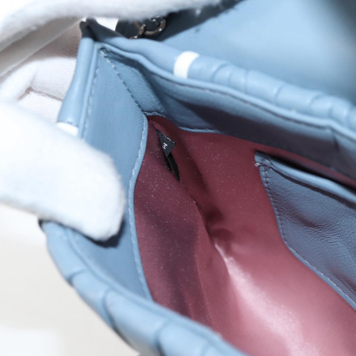 Miu Miu Matelasse Chain Shoulder Bag Leather Light Blue Silver Auth 118556M