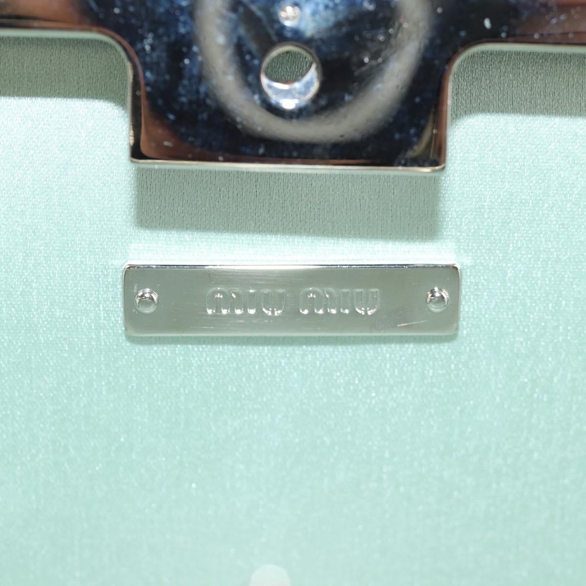 Miu Miu Chain Shoulder Bag Cotton Light Blue Silver Auth 118561SAM