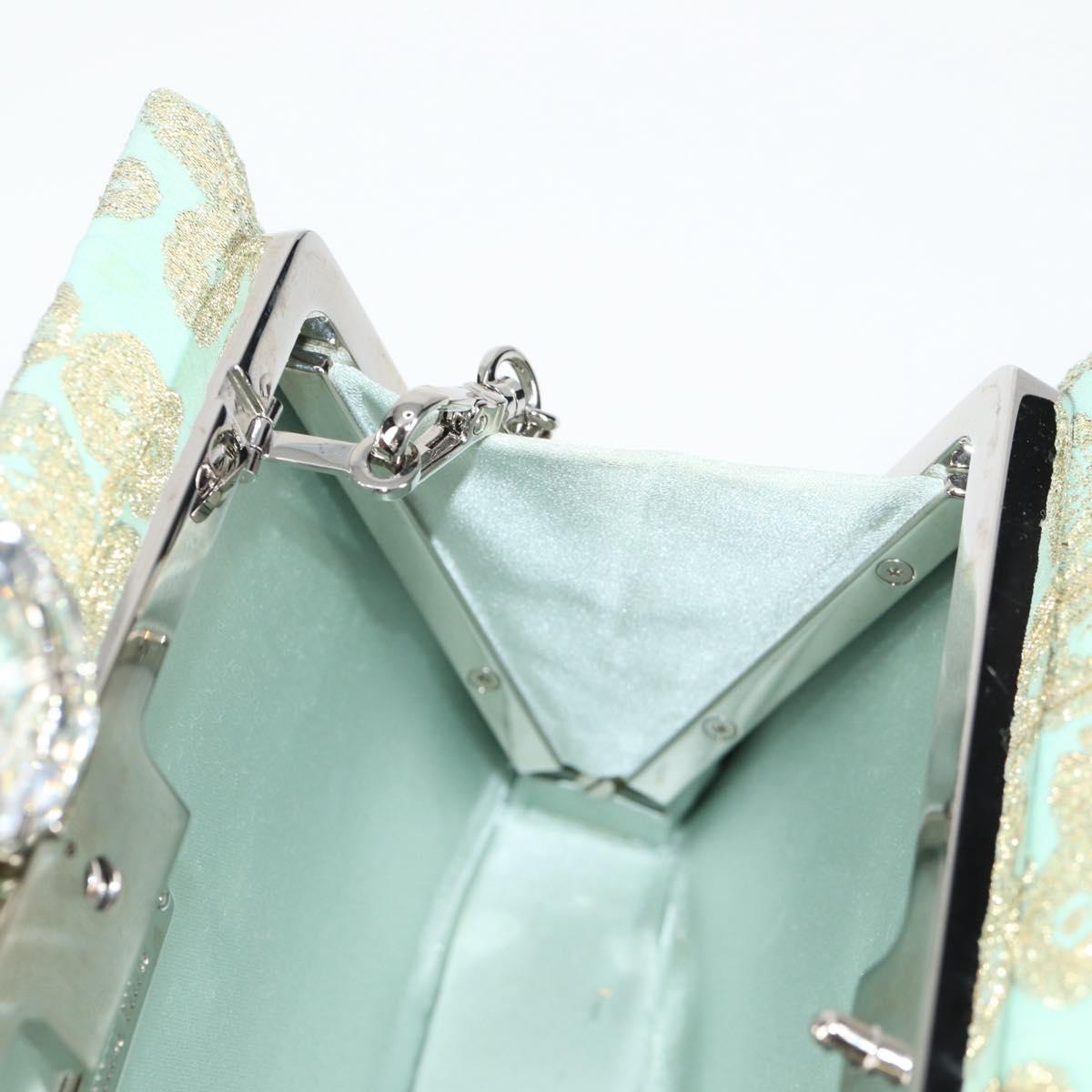 Miu Miu Chain Shoulder Bag Cotton Light Blue Silver Auth 118561SAM