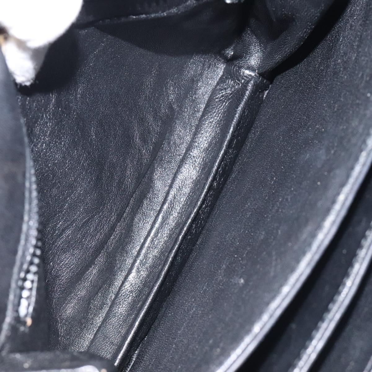 BALLY Chain Shoulder Bag Leather Black Gold Auth 118600